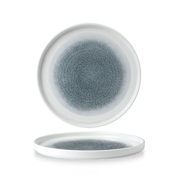 Raku Topaz Blue Round Walled Plate 26cm
